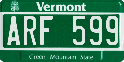 VT license plate ARF599