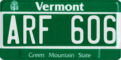 VT license plate ARF606