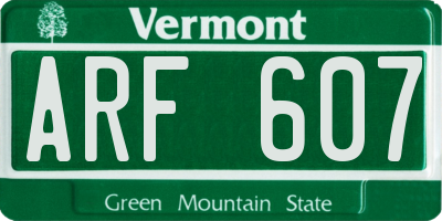 VT license plate ARF607
