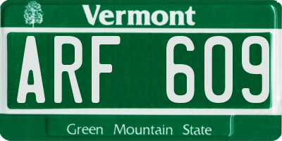 VT license plate ARF609