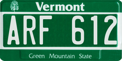VT license plate ARF612