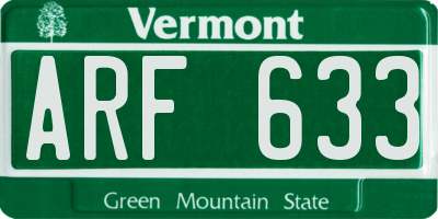 VT license plate ARF633