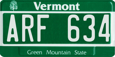 VT license plate ARF634