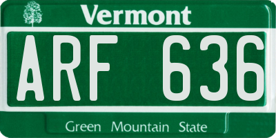 VT license plate ARF636