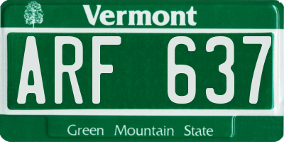 VT license plate ARF637