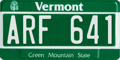 VT license plate ARF641