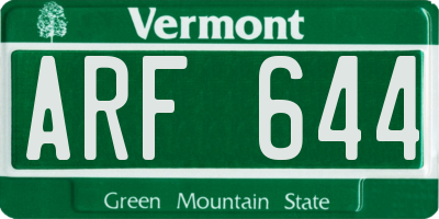 VT license plate ARF644