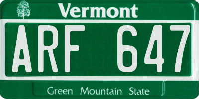 VT license plate ARF647