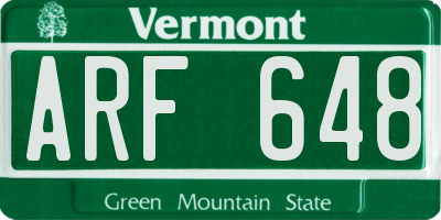 VT license plate ARF648
