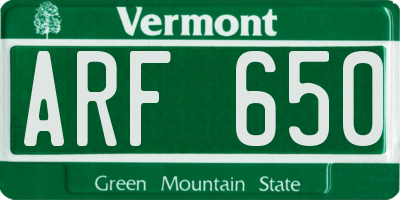 VT license plate ARF650