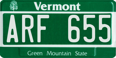 VT license plate ARF655