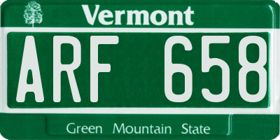 VT license plate ARF658