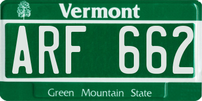 VT license plate ARF662
