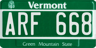 VT license plate ARF668