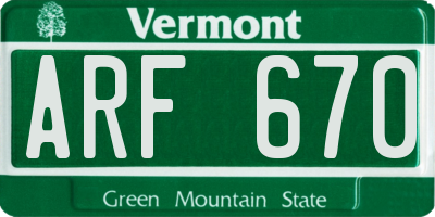 VT license plate ARF670