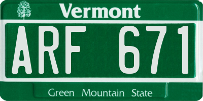 VT license plate ARF671