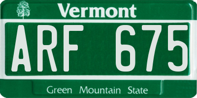 VT license plate ARF675