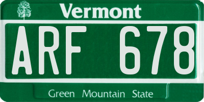 VT license plate ARF678