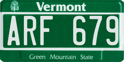 VT license plate ARF679