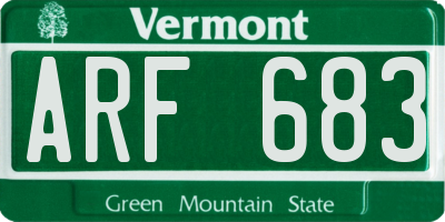 VT license plate ARF683