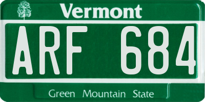 VT license plate ARF684