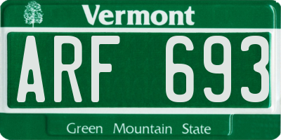 VT license plate ARF693