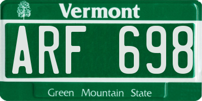 VT license plate ARF698