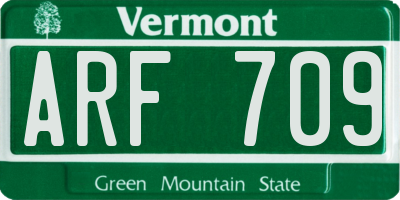 VT license plate ARF709