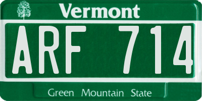 VT license plate ARF714