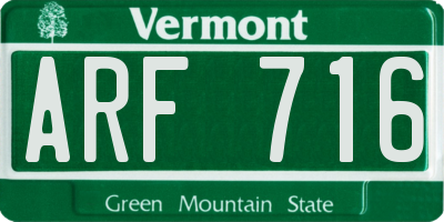 VT license plate ARF716