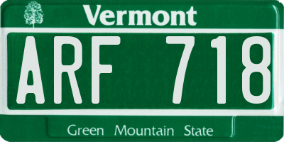 VT license plate ARF718