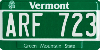 VT license plate ARF723