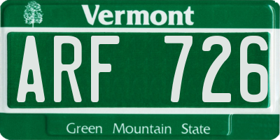 VT license plate ARF726