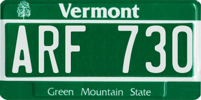 VT license plate ARF730
