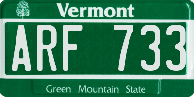 VT license plate ARF733