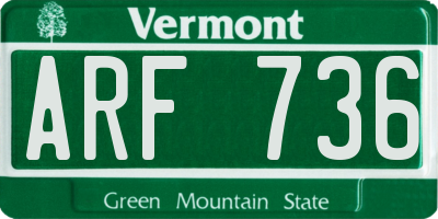 VT license plate ARF736