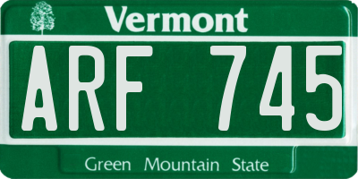 VT license plate ARF745