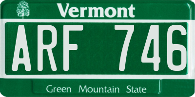 VT license plate ARF746