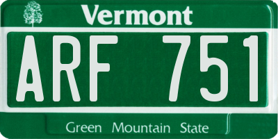 VT license plate ARF751