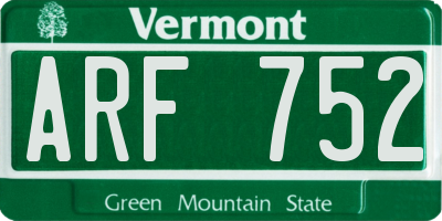 VT license plate ARF752