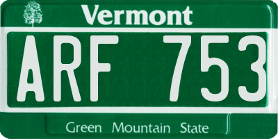 VT license plate ARF753
