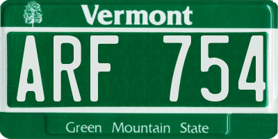 VT license plate ARF754