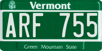 VT license plate ARF755