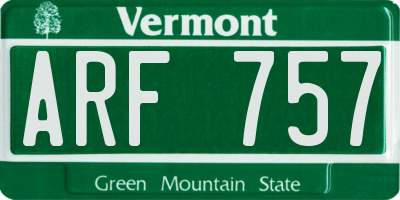 VT license plate ARF757