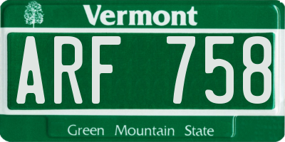 VT license plate ARF758
