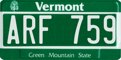 VT license plate ARF759