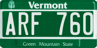 VT license plate ARF760
