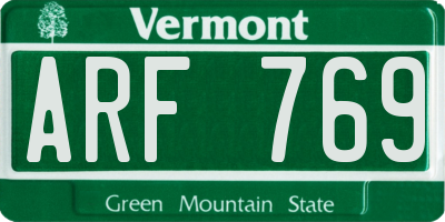 VT license plate ARF769