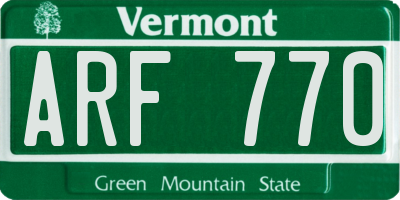 VT license plate ARF770