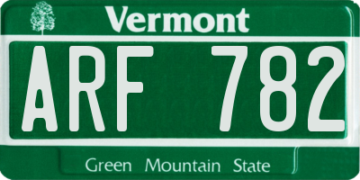 VT license plate ARF782
